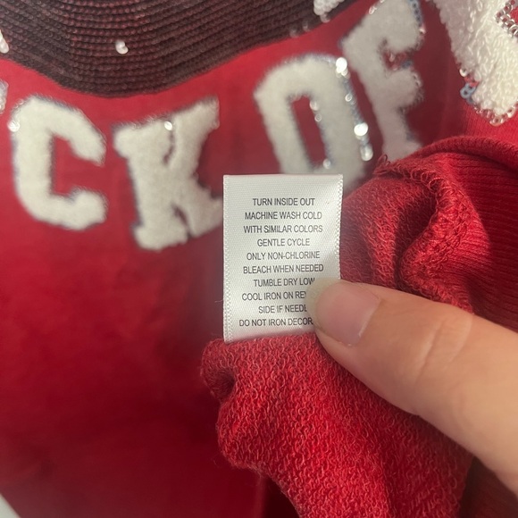 Anneliese Red White Graphic Women's Embroidered Football Sweater size 2X - Picture 6 of 7